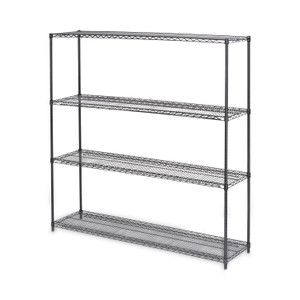 Alera BA Plus Wire Shelving Kit, Four-Shelf, 72w x 18d x 72h, Black Anthracite Plus (ALESW207218BA) View Product Image