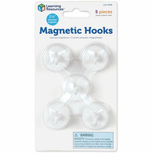 Learning Resources Original Magnetic Hooks - 13 lb (5.90 kg) Capacity - for Pocket Chart, Flip Book, Hall Pass, Decoration - White Product Image 