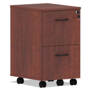Alera Valencia Series Mobile Pedestal, Left or Right, 2 Legal/Letter-Size File Drawers, Medium Cherry, 15.38" x 20" x 26.63" View Product Image
