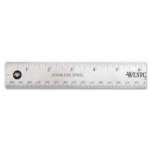 Westcott Stainless Steel Office Ruler With Non Slip Cork Base, Standard/Metric, 12" Long (ACM10415) View Product Image