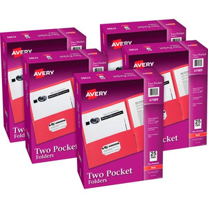 Avery Letter Pocket Folder - 8 1/2" x 11" - 40 Sheets Capacity - 2 Internal Pocket(s) - Embossed Paper - Red Product Image 