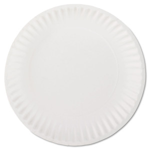 AJM Packaging Corporation White Paper Plates, 9" dia, 100/Pack, 10 Packs/Carton (AJMPP9GREWH) View Product Image
