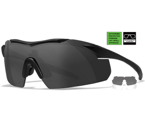 Wiley-X Vapor Safety Sunglasses, APEL Approved 2 Lens Package, 1 Matte Black Frame w/Smoke Grey, Clear Lens (CH3501) Product Image 