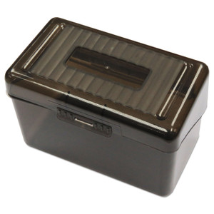 Universal Plastic Index Card Boxes, Holds 400 4 x 6 Cards, 6.78 x 4.25 x 4.5, Translucent Black (UNV47287) View Product Image