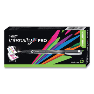 BIC Intensity Porous Point Pen, Stick, Fine 0.5 mm, Black Ink, Black Barrel, Dozen View Product Image