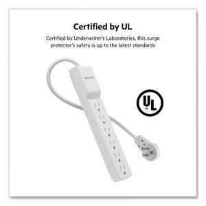 Belkin Home/Office Surge Protector with Rotating Plug, 6 AC Outlets, 6 ft Cord, 720 J, White (BLKBE10600006R) View Product Image