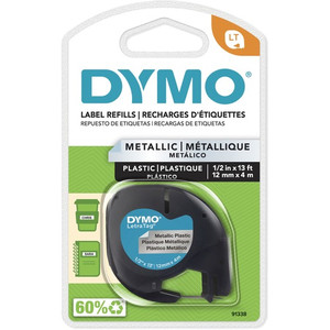 Dymo LetraTag Label Maker Tape Cartridge - 1/2" Width - Direct Thermal - Silver Product Image 