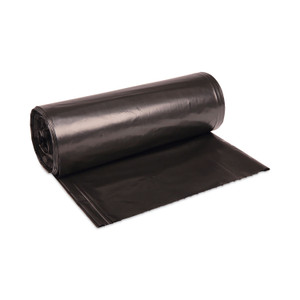 Boardwalk High-Density Can Liners, 56 gal, 19 mic, 43" x 47", Black, 25 Bags/Roll, 6 Rolls/Carton (BWK434722BLK) View Product Image
