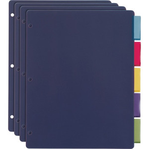 Cardinal Extra-tough Poly Dividers - 5 Tab(s)/Set - Letter - 8.50" Width x 11" Length - 3 Hole Punched - Polypropylene Divider Product Image 