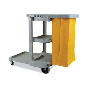 Boardwalk Janitor's Cart, Plastic, 4 Shelves, 1 Bin, 22" x 44" x 38", Gray (BWKJCARTGRA) View Product Image