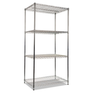 Alera NSF Certified Industrial Four-Shelf Wire Shelving Kit, 36w x 24d x 72h, Silver (ALESW503624SR) View Product Image