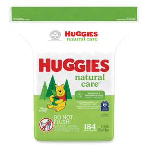 Huggies Natural Care Sensitive Baby Wipes, 1-Ply, 3.88 x 6.6, Unscented, White, 184/Pack, 3 Packs/Carton View Product Image