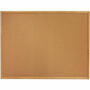 Lorell Bulletin Board - 18" Board Height x 24" Board Width - Cork Surface - Long Lasting, Warp Resistant - Brown Oak Frame Product Image 