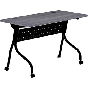 Lorell Flip Top Training Table - Charcoal Rectangle, Melamine Top - Black Four Leg Base - 4 Legs x 48" Table Top Width x 23.60" Table Top Depth - 29.50" Height - Melamine Product Image 