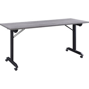 Lorell Mobile Folding Training Table - Rectangle Top - Powder Coated Base - 200 lb Capacity - 63" Table Top Width - 29.50" Height x 63" Width x 24" Depth - (LLR60736) Product Image 
