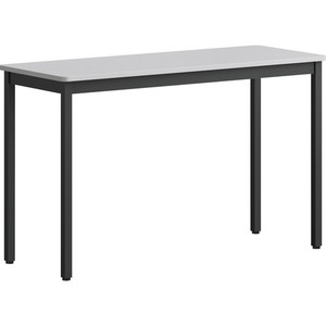 Lorell Utility Table - Gray Rectangle, Laminated Top - Powder Coated Black Base - 500 lb Capacity - 47.25" Table Top Width x 18.13" Table Top Depth - 30" Height Product Image 