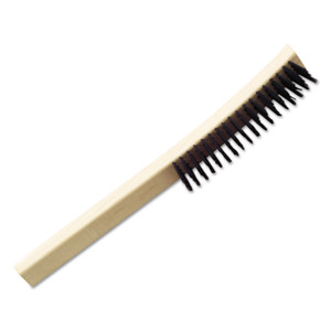 AbilityOne 7920002915815, SKILCRAFT Wire Deburring Brush, Black Carbon Steel Bristles, 6.75" Brush, 13.5" Tan Plastic Handle View Product Image