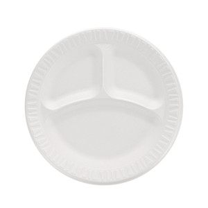Dart Concorde Foam Plate, 3-Compartment Plate, 9" dia, White, 125/Pack, 4 Packs/Carton View Product Image