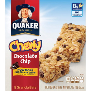 Quaker Oats Chocolate Chip Chewy Granola Bars - Individually Wrapped - Chocolate Chip - 6.70 oz Product Image 