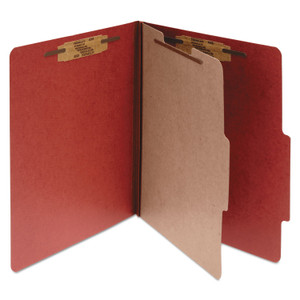 ACCO Pressboard Classification Folders, 2" Expansion, 1 Divider, 4 Fasteners, Letter Size, Earth Red Exterior, 10/Box (ACC15034) View Product Image
