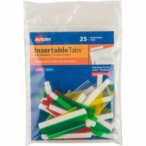 Avery Index Tabs with Printable Inserts - Print-on Tab(s) - 2" Tab Height - Self-adhesive, Permanent - Assorted Plastic Tab(s) Product Image 