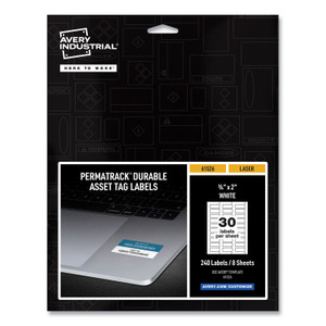 Avery PermaTrack Durable White Asset Tag Labels, Laser Printers, 0.75 x 2, White, 30/Sheet, 8 Sheets/Pack View Product Image