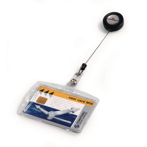 Durable ID/Security Card Holder Set, Vertical/Horizontal, Reel, Clear, 10/Pack View Product Image