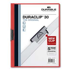 Durable DuraClip Report Cover, Clip Fastener, 8.5 x 11 , Clear/Red, 25/Box (DBL220303) View Product Image