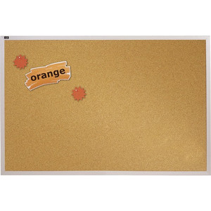 Natural Cork Bulletin Board, 96 X 48, Anodized Aluminum Frame (QRTECKA408) Product Image 