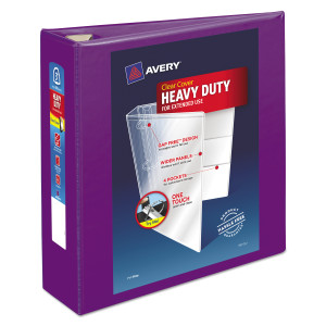 Avery Heavy-Duty View Binder with DuraHinge and Locking One Touch EZD Rings, 3 Rings, 3" Capacity, 11 x 8.5, Purple (AVE79810) View Product Image