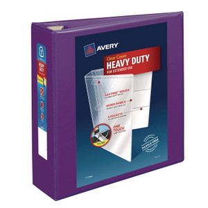 Avery Heavy-Duty View Binder with DuraHinge and Locking One Touch EZD Rings, 3 Rings, 3" Capacity, 11 x 8.5, Purple View Product Image