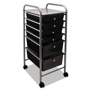 Advantus Portable Drawer Organizer, Metal, 1 Shelf, 6 Drawers, 13" x 15.38" x 32.13", Matte Gray/Smoke View Product Image