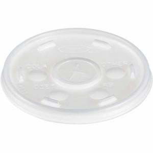 Dart 10 oz HIPS Plastic Straw-Slotted Lid - Translucent - 3.5" Diameter - High Impact Polystyrene (HIPS) - Translucent Product Image 