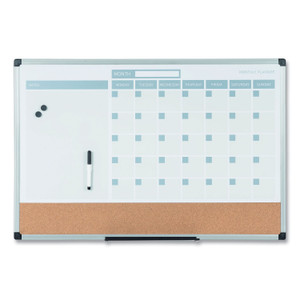 MasterVision 3-in-1 Calendar Planner, Monthly Planning/Scheduling Calendar, 36" x 24", White Surface, Satin Aluminum Frame View Product Image