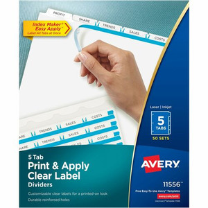 Avery Index Maker Index Divider - 250 x Divider(s) - Print-on Tab(s) - 5 - 5 Tab(s)/Set - 8.5" Divider Width x 11" Divider Length Product Image 