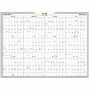 At-A-Glance WallMates Self-Adhesive Dry-Erase Calendar - Large - Yearly - 12 Month - January 2026 to December 2026 - 18" x 24" Sheet Size Product Image 