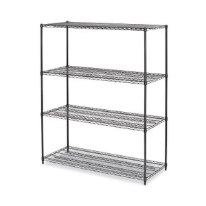 Alera All-Purpose Wire Shelving Starter Kit, Four-Shelf, 60w x 24d x 72h, Black Anthracite Plus (ALESW206024BA) View Product Image