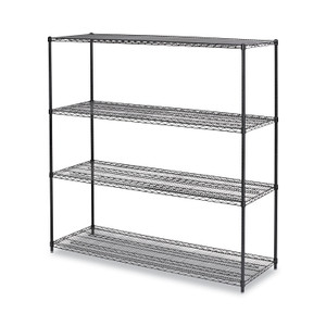 Alera BA Plus Wire Shelving Kit, Four-Shelf, 72w x 24d x 72h, Black Anthracite Plus (ALESW207224BA) View Product Image