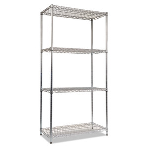 Alera NSF Certified Industrial Four-Shelf Wire Shelving Kit, 36w x 18d x 72h, Silver (ALESW503618SR) View Product Image