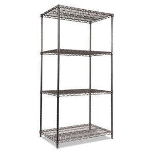 Alera Wire Shelving Starter Kit, Four-Shelf, 36w x 24d x 72h, Black Anthracite View Product Image