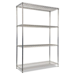 Alera NSF Certified Industrial Four-Shelf Wire Shelving Kit, 48w x 18d x 72h, Silver (ALESW504818SR) View Product Image