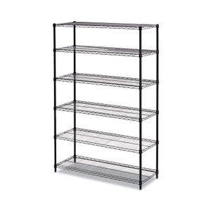 Alera NSF Certified 6-Shelf Wire Shelving Kit, 48w x 18d x 72h, Black View Product Image