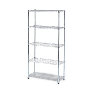 Alera Residential Wire Shelving, Five-Shelf, 36w x 14d x 72h, Silver View Product Image