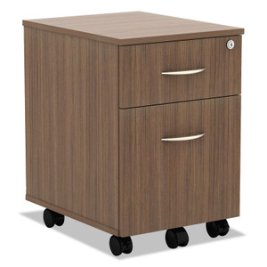 Alera Valencia Series Mobile Pedestal, Left/Right, 2-Drawers: Box/File, Legal/Letter, Modern Walnut, 15.88" x 19.13" x 22.88" (ALEVABFWA) View Product Image