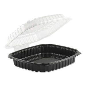 Anchor Packaging Culinary Basics Microwavable Container, 36 oz, 9 x 9 x 2.5, Clear/Black, Plastic, 100/Carton (ANZ4669911) View Product Image
