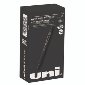 uniball™ 207 Plus Retractable Gel Pens - 0.5 mm Pen Point - Medium Marker Point - Retractable - Black Ink - Gel-based, Nanofiber Ink Product Image 