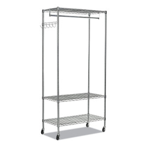 Alera Wire Shelving Garment Rack, 40 Garments, 48w x 18d x 75h, Silver View Product Image