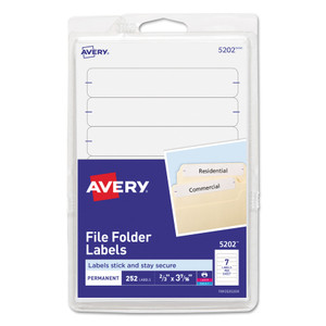 Avery Printable 4" x 6" - Permanent File Folder Labels, 0.69 x 3.44, White, 7/Sheet, 36 Sheets/Pack, (5202) View Product Image