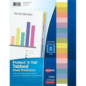 Avery Tabbed Sheet Protectors - 10 x Sheet Capacity - For Letter 8 1/2" x 11" Sheet - 3 x Holes - Ring Binder - Top Loading Product Image 
