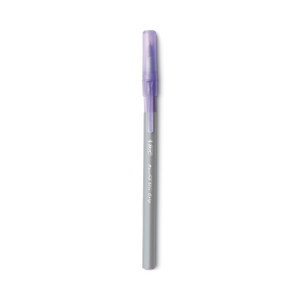 Round Stic Grip Xtra Comfort Ballpoint Pen, Easy-Glide, Stick, Medium 1.2 Mm, Purple Ink, Gray/purple Barrel, Dozen (BICGSMG11PE) View Product Image